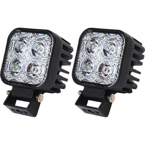 Greenmigo Lot de 2 projecteurs LED tout-terrain 12 W avec réflecteur, 1800 lm, boîtier en aluminium moulé sous pression noir, feux antibrouillard IP67 (1/5)
