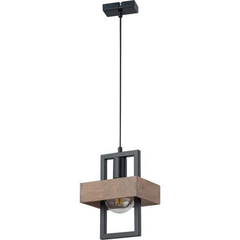 Suspension boho industrielle noir/brun Robin E27 15W Sigma