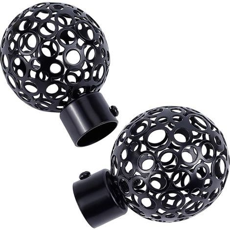 Embouts de Tringle à Rideau Ronds Extrémité de Poteau de Draperie Cage à Billes Noire Embouts Décoratifs de Rechange pour Rideau de Bureau à Domicile Accessoires(5.6x8.1 cm) (1/5)