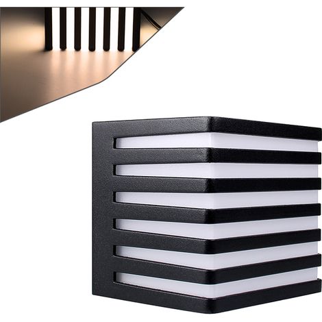 APPLIQUE LED CUBO IN ALLUMINIO NERO E PVC BIANCO LUCE CALDA 3000K ILLUMINAZIONE MODERNA DA ESTERNO IP54 - ELEGANZA FUNZIONALE PER GIARDINI E VIALETTI (1/5)