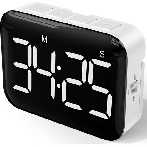 Digitaler Küchentimer (4 Zoll), großes LED-Display, magnetischer Timer mit einstellbarer Helligkeit und Ton, Stoppuhr für Kinder und Senioren (1/5)