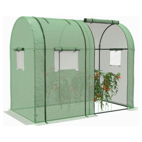 royaluxe -Mini serre, 2 zones de plantation, portes enroulables, 185 x 94 x 150 cm, verte (1/5)