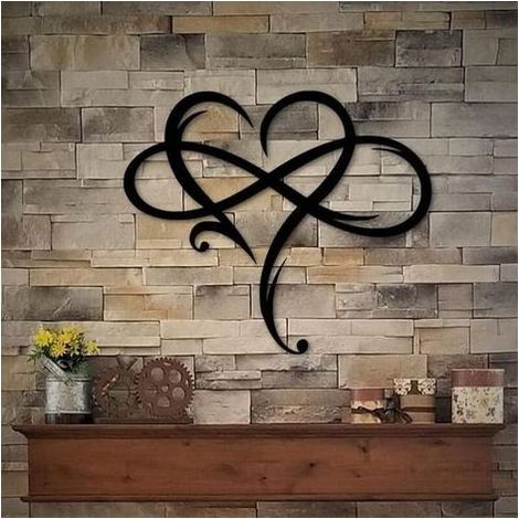 Decoration Murale Coeur Infini, Décoration Murale en Métal, Signe d'amour Decoration Murale Metal Sculpture Murale pour la décoration salon, de la maison, de la chambre à coucher (Noir, 40 x 35 (1/4)