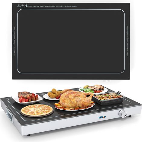 COSTWAY Electric Warming Tray Tempered Glass Top Food Warmer-Black