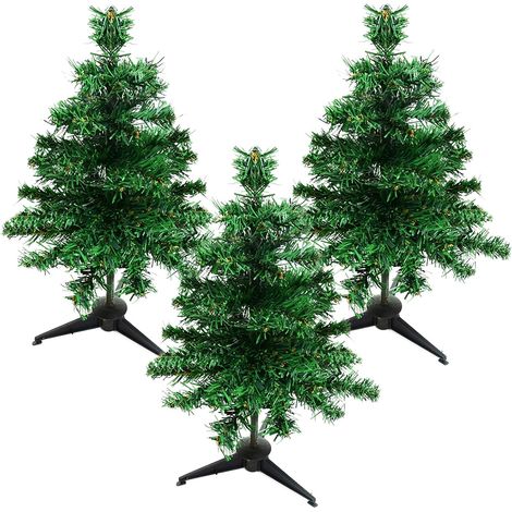 Mini Sapin de Noel Artificiel, 3 Pièces Petit Sapin de Noël Artificiel de 30 cm, Mini Sapin avec Ornements, Mini Arbre de Noël Arbres de Table pour la Fête De Vacances pour Bureau Accueil Décoration (1/5)