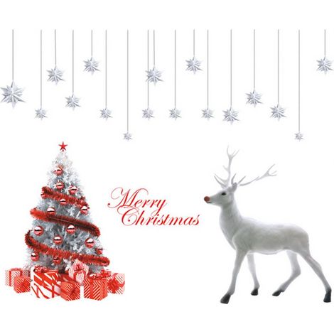 Décoration Noël Sticker Rennes Sapin Autocollants de Fenêtre Murale Muraux pour Noel Déco Verre (1/5)