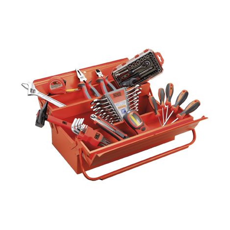 Caja metálica de herramientas de 3 bandejas con 65 piezas ORANGE ALYCO (1/3)