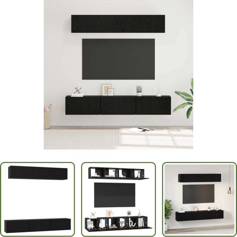 Wohnzimmermöbel -  TV-Schrankset 5 pcs Schwarz Eichen-Optik Holzwerkstoff (1/5)