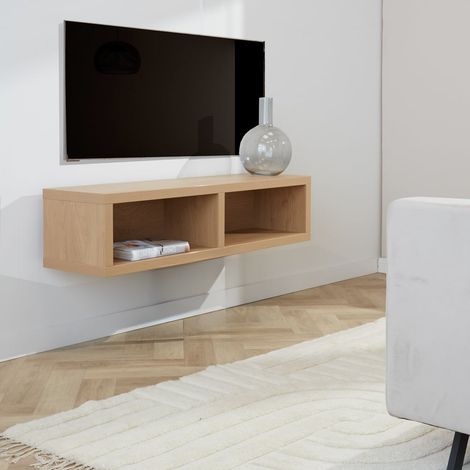 Meuble TV Bernie en chêne rustique mélaminé 125 x 30 x 35 cm