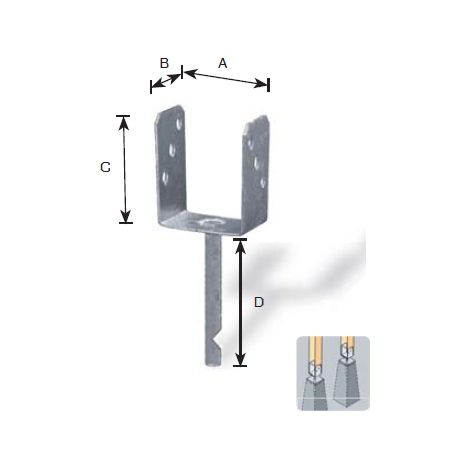 MASIDEF - SUPPORTO U PER PALI 101X50X150mm