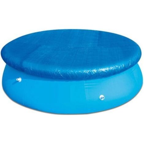 (Bleu - 183 cm) Bâche de piscine ronde imperméable avec attaches en corde, anti-poussière, facile à installer pour piscines gonflables