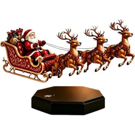 Irovami Décoration de Noël et du Nouvel An : traîneau de renne du Père Noël à sustentation magnétique, technologie noire, rotation automatique, conforme aux normes européennes. (1/5)
