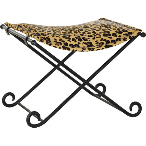 Reposapies Metal Piel 55X45X41 Leopardo Marron MB185302 (1/4)