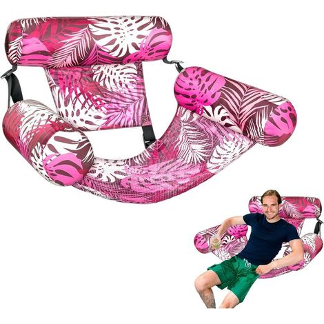 Aufblasbarer Liegestuhl, aufblasbare Schwimmhilfen für Erwachsene, Hängematte mit Muster für Familienurlaub, Camping, See, Picknick, Garten (1/5)