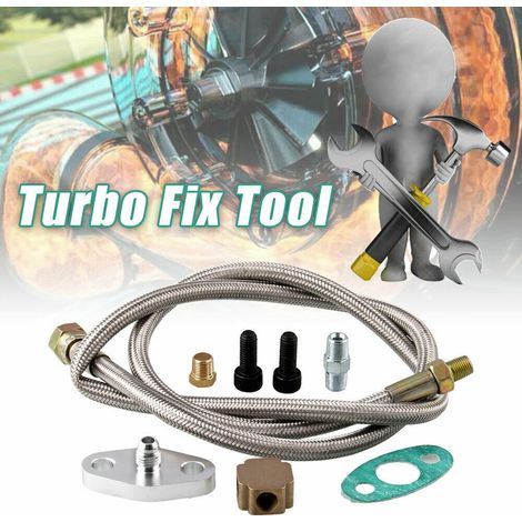Ligne d'alimentation d'huile turbo universelle 4AN, kit compatible T3 T4 T60 T61 T70, tuyau 1/8 PNT 36 pouces, adaptable turbocompresseur, ensemble de raccords. (1/5)