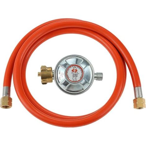 Régulateur de gaz 50 mbar + Tuyau de gaz 1,50 m, norme allemande - 1,5 kg/h 1/4" LKS (filetage à gauche) Accessoires de rechange pour barbecues à gaz (1/5)