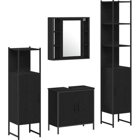 Maison Exclusive - Badezimmermöbel-Set mit Regal 4 pcs Schwarz Ho