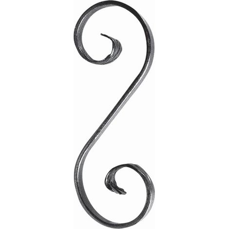 Deco Fer Forge – Volute en S fer forgé à souder – Dimensions 205x72mm – Plat lisse 12x6mm – Décoration pour portails et clôtures