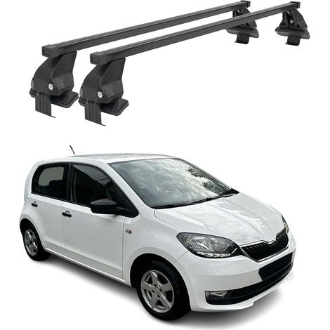 OMAC Dachträger Querträger Stahl für Skoda Citigo 2011-2020 3Tür – Abschließbar – City-Crash-getestet – DIN 75302:2019 – ISO/PAS 11154:2006 – Max. 50 kg Schwarz (1/5)