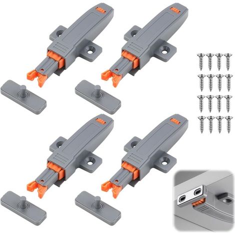 Set aus 4 selbstschließenden Türriegeln mit einer robusten 30N-Feder für Küchenschränke, Küchenschränke und Kleiderschränke.