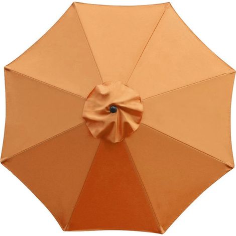 Toile De Remplacement Parasol - 300 Cm Diamètre - 8 Baleines - Jardin Terrasse Plage Piscine - Orange (1/2)