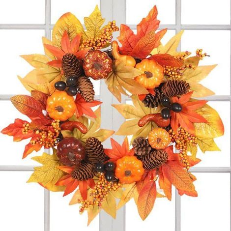 1 Couronne automne, diamètre 40 cm, décorations citrouille, porte entrée fenêtre mur, Halloween Noël (1/5)