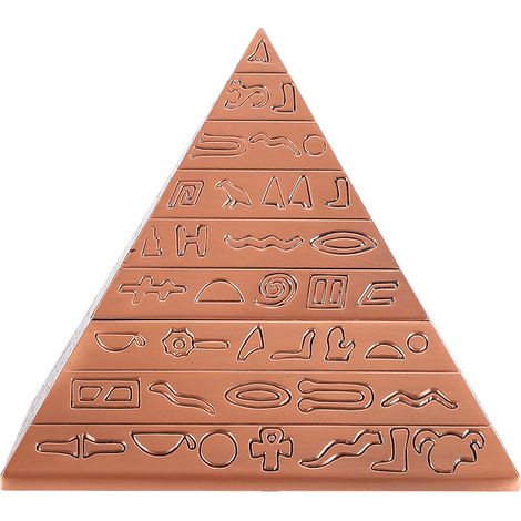 Cendrier pyramidal égyptien vintage en métal avec couvercle, objet décoratif, couleur cuivre.