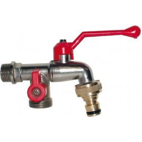 Robinet De Jardin - Double Sortie - Raccord 1/2 Pouce - Pour Systeme D'arrosage Programmable Et Sortie Independante - 1 Unite