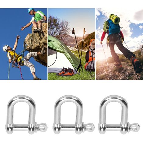 3 pièces U Shackle en Alliage de Zinc, Anneau D pour Bracelet Paracord, Fermoir à Tête Plate (1/5)
