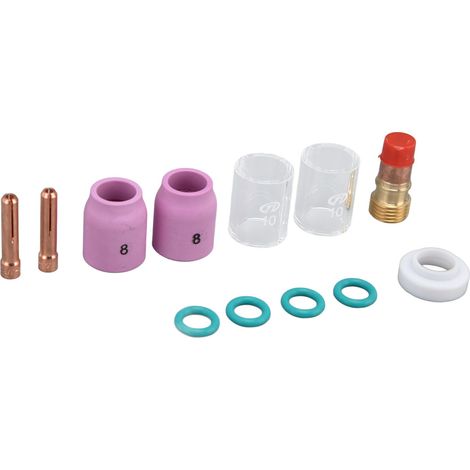 Kit de 12 accessoires de soudage TIG comprenant une lentille à gaz, une buse en céramique et un mandrin, compatible avec les modèles WP-17/18/26. (1/5)