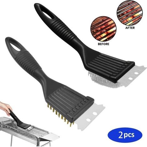 Brosse pour gril, brosse de nettoyage pour gril électrique, brosse avec grattoir, pour barbecue, taches, gril à charbon, gril à gaz-AquaForge (1/4)