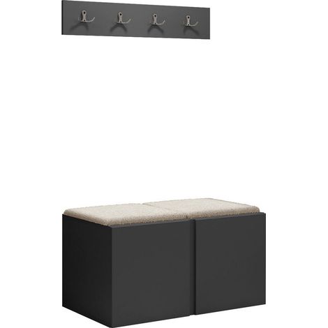 Conjunto para recibidor Pinis VI, Grafito, 0x0x0cm, Tapiz, Aglomerado laminado, Montada en la pared, Colocada