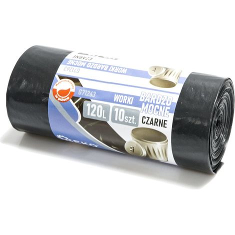 Sacchi per la spazzatura molto resistenti 120L (rotolo da 10) - neri (18) (1/2)