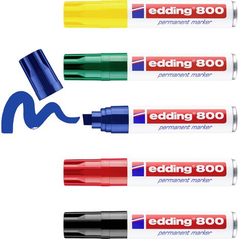 Edding  4-800999 Permanentmarker Schwarz, Rot, Blau, Grün, Gelb wasserfest: Ja