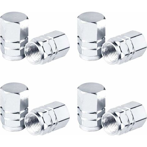 Bouchons de Valve en Aluminium Voiture Capuchons de Poussière pour la Voiture, la Moto,Le Vélo, 8 Pièces (Argent) (1/5)