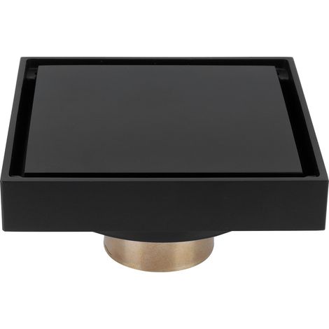 Black Shower Floor Drain Copper Floor Drain Strainer for Kitchen Bathroom Balcony 10x10cm