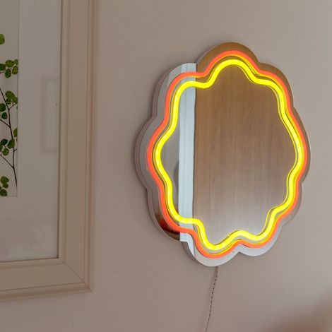 WD LifeStyle Specchio Decorativo con Luci Led 30 x 30 Cm Decoro Onde (1/4)