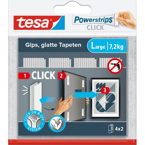 tesa Powerstrips Click Large 4 Stück Selbstklebend