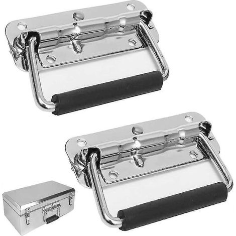 2 poignées pliantes à ressort, petite poignée encastrée à ressort, poignées de caisse pliantes, poignée de porte métallique à ressort pour (1/5)
