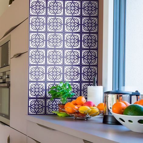 Sticker Mural Carrelage adhésif Cuisine Salle de Bain - 30 STICKERS CARRELAGES AZULEJOS GONZALO - 30stickers10x10cm (1/5)