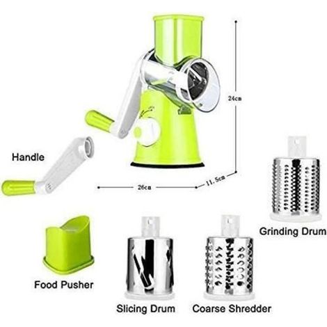 Trancheuse à Légumes Coupeur Râpe Hachoir avec 3 Lames Cylindriques en Acier Ioxydable (1/4)