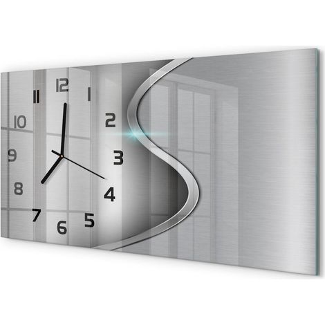 Horloge Murale Salle à Manger 60x30 cm Verre Trempé Design Contemporain Abstraction métallique (1/5)