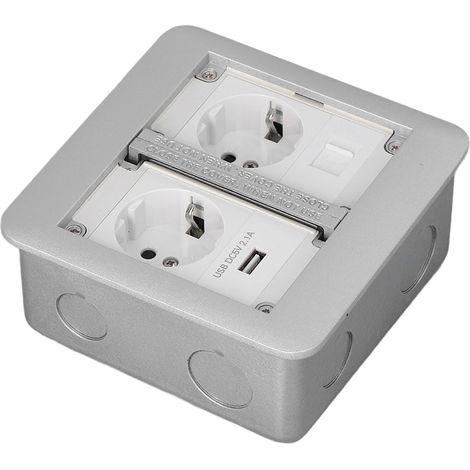 Ej.Life Versteckte Steckdose mit, Elektrisches Zubehör Steckdose, Konverter 2 Steckdosen Multifunktionale Eingebettete Bodensteckdose mit Abdeckung Wasserdichte IP40-Bodensteckdose(Dunkelgrau) (1/5)