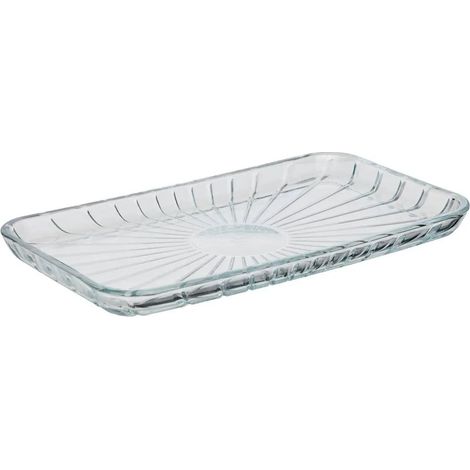 Plat de Présentation en Verre "Strié" 27cm Transparent