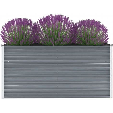 Lit surélevé de jardin Acier galvanisé 160x40x77 cm Gris (1/5)