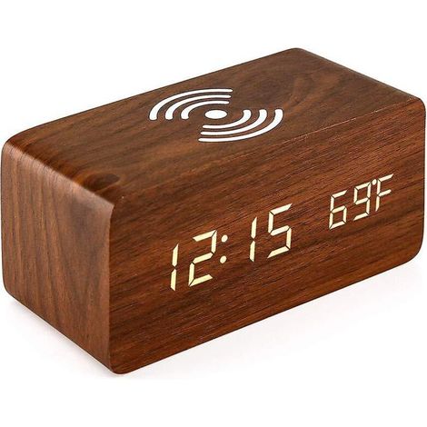 BEBUSINGOTO Projektoruhr mit Radio, USB mit Dual-Alarm und LED-Spiegelbildschirm, 180, 4 Helligkeitsstufen, 12/24h