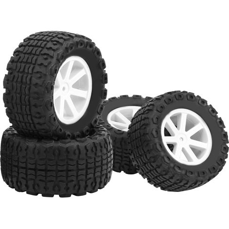 Lot de 4 pneus en caoutchouc pour voiture RC 1/10, pneus tout-terrain à dents carrées pour HIMOTO DREKKER (Blanc 10055) (1/5)
