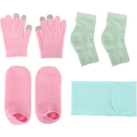 Ensemble de gants et chaussettes de spa, gel hydratant aux huiles essentielles, gants réparateurs, chaussettes pour talons, masque bleu pour le cou (1/5)