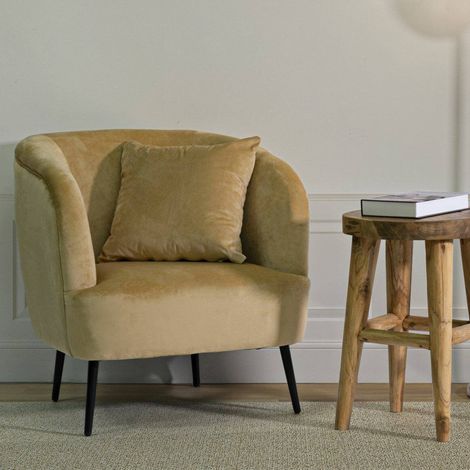 Dmora - Sillón Madeira, Asiento acolchado, Sofá de salón individual, Silla con reposabrazos, 73x66 h78 cm, Marrón y Negro (1/5)