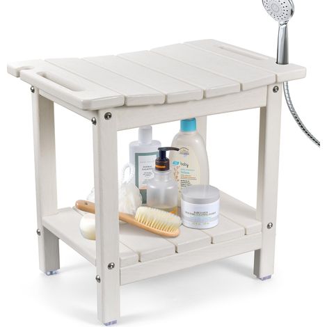Chaise de douche pour douche intérieure, tabouret de douche imperméable en polyéthylène haute densité de 47,7 cm, chaise de douche avec support de pommeau de douche, banc de douche robuste (1/5)
